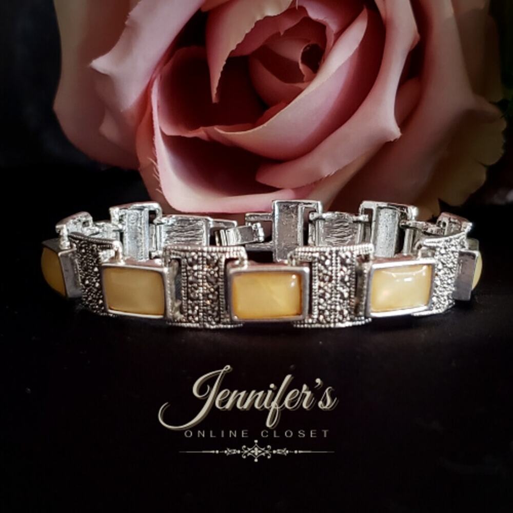 3/$25 Marcasite w/Yellow Calcite Crystal Bracelet